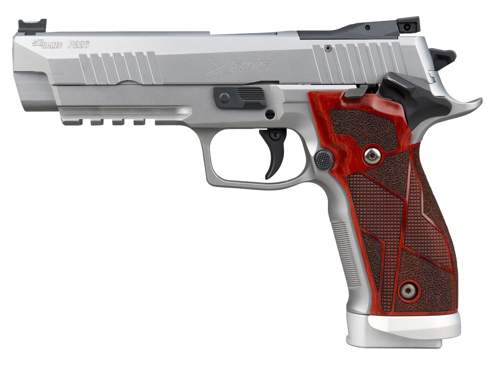 Sig Sauer 226X59CL2SAO P226 XFive Classic Full Size 9mm Luger 10+1 5" Bull Barrel, Stainless Steel Optic Ready/Serrated Slide & Frame w/Beavertail & Picatinny Rail, Hogue Cocobolo Grip, SIG-LOC Footpr
