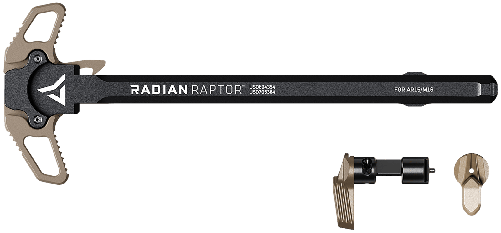 Radian Weapons R0299 Raptor  Charging Handle & 45/90 Talon Safety, FDE, Ambi Controls, Fits Mil-Spec AR-15/M16 Platform