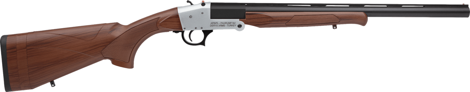 Rock Island TK113 Traditional Single Shot 12 Gauge with 20" Black Parkerized Barrel, 3" Chamber, 1rd Capacity, Silver Anodized Metal Finish & Woodgrain Synthetic Stock Right Hand (Full Size)