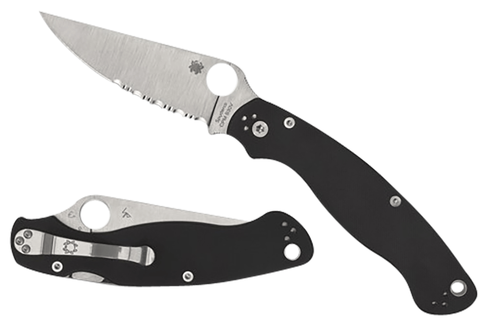 Spyderco C36GP2 Military 2  4" Folding Plain Stonewashed CPM S30V SS Blade/Black Textured G10 Handle Includes Pocket Clip