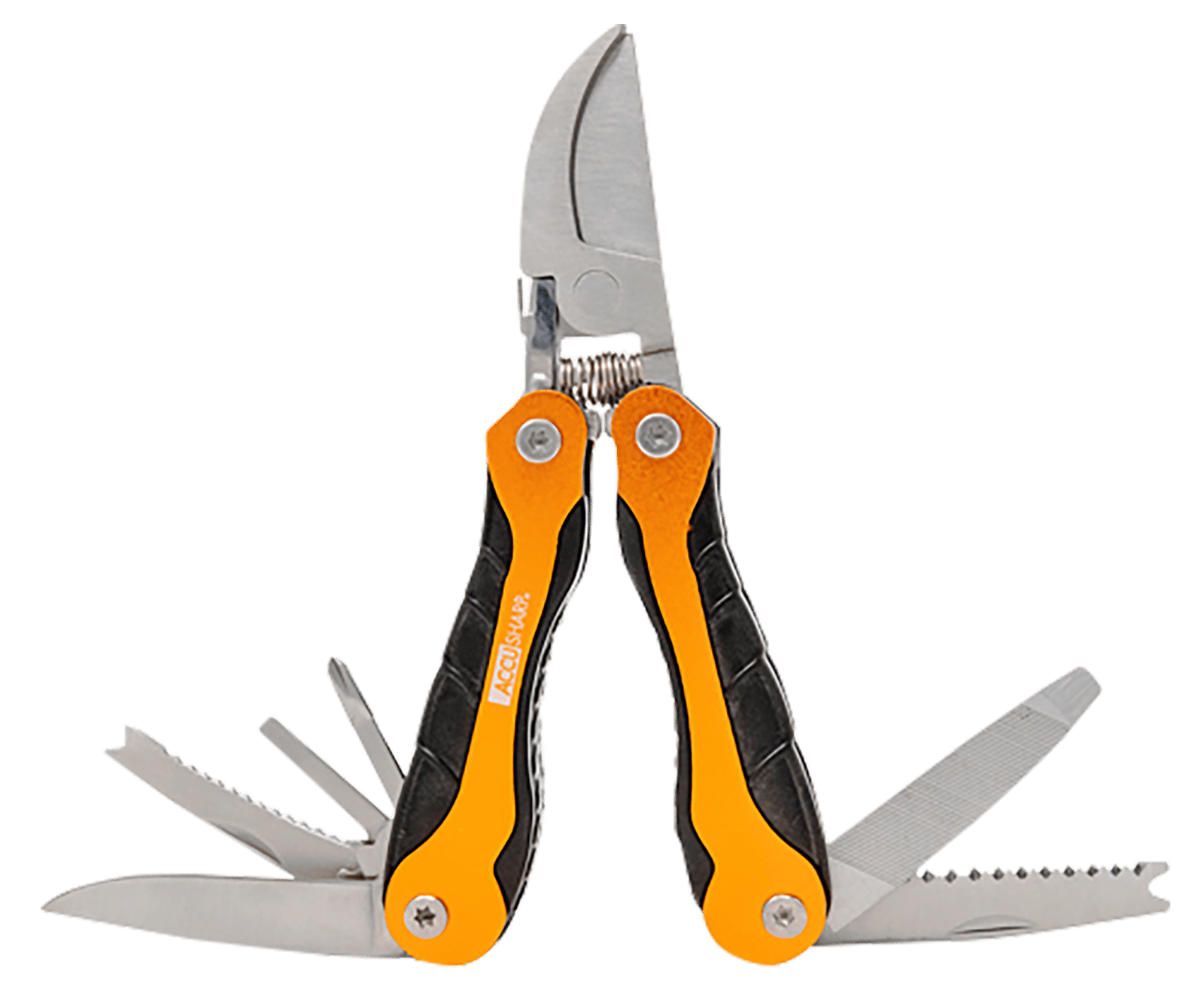 AccuSharp 085C Sportsman's  Black/Orange Folding Plain Blade Includes Nylon Case with Belt Clip
