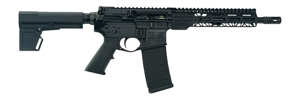 Faxon Firearms FXSPT3B105GA9 Sport  300 Blackout 30+1 10.50" Salt Bath Nitride Threaded Barrel, Aluminum Receiver w/Picatinny Rail, M-LOK Handguard, Black Polymer KAK Shockwave Pistol Brace, A2 Style