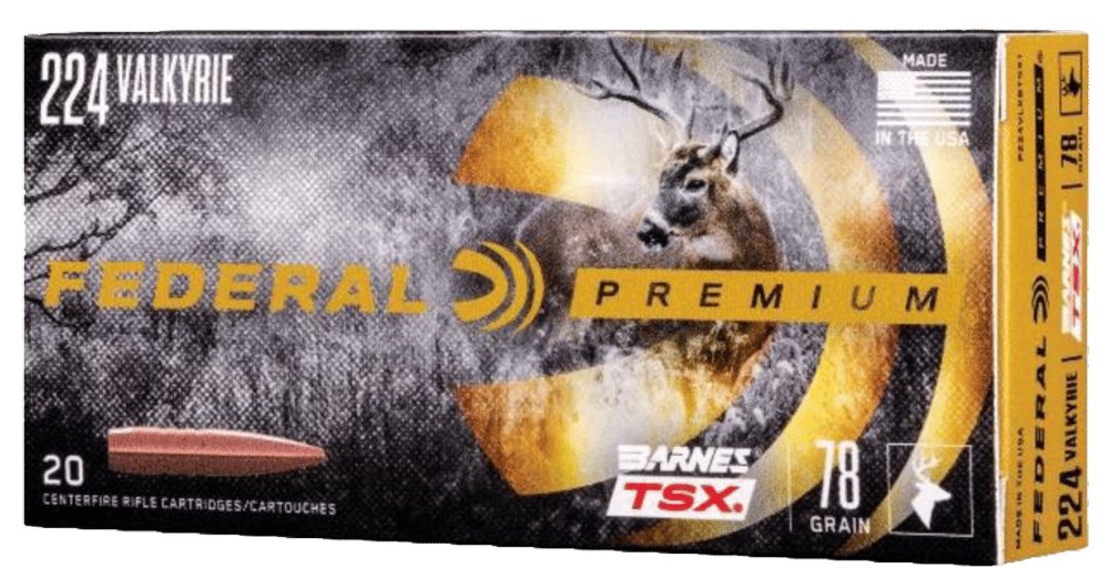 Federal P224VLKBTSX1 Premium  224Valkyrie 78gr Barnes TSX 20 Per Box/10 Case