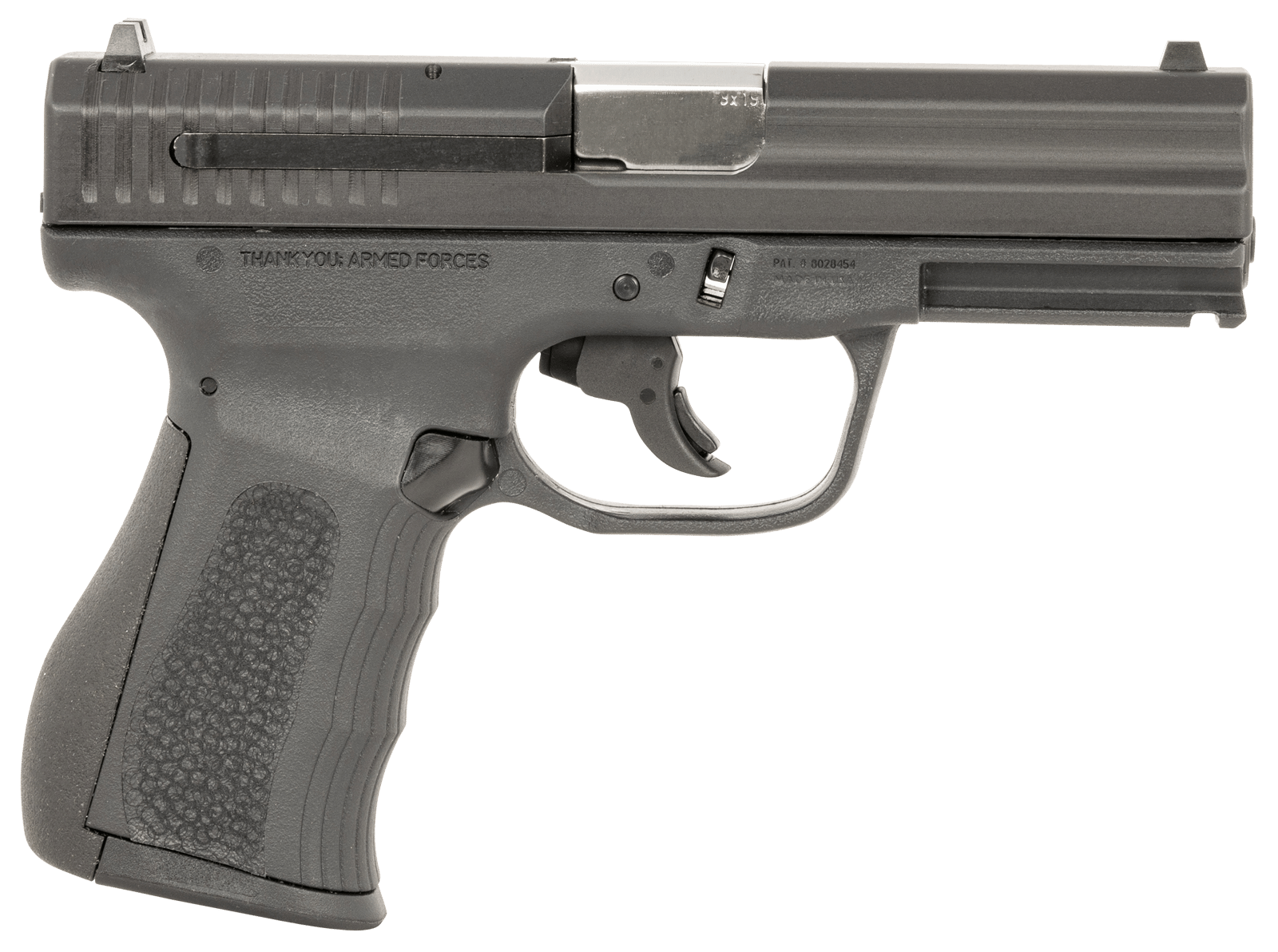 FMK G9C1G2BSSCMS 9C1 G2 *CA/MA Compliant Compact Frame 9mm Luger 10+1 3.87" Black Stainless Steel Barrel, Black Serrated Carbon Steel Slide, Black Polymer Frame w/Picatinny Rail, Black Backstrap Grip