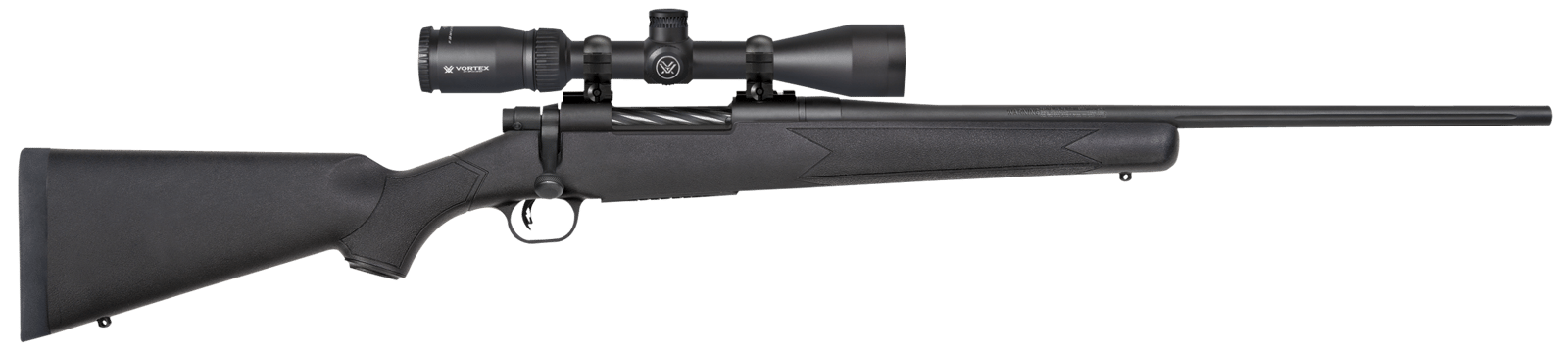 Mossberg 27934 Patriot  270 Win Caliber with 5+1 Capacity, 22" Fluted Barrel, Matte Blued Metal Finish & Black Synthetic Stokc Right Hand (Full Size) Includes Vortex Crossfire II 3-9x40mm Scope