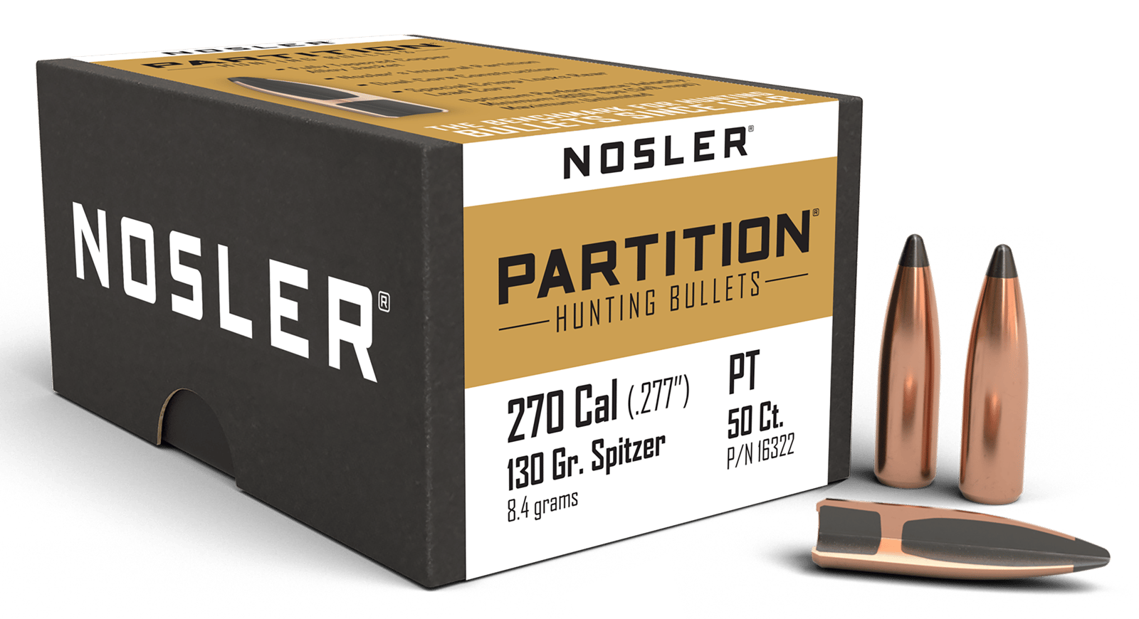 Nosler 16322 Partition  270Win 130gr Partition Spitzer 50/Box