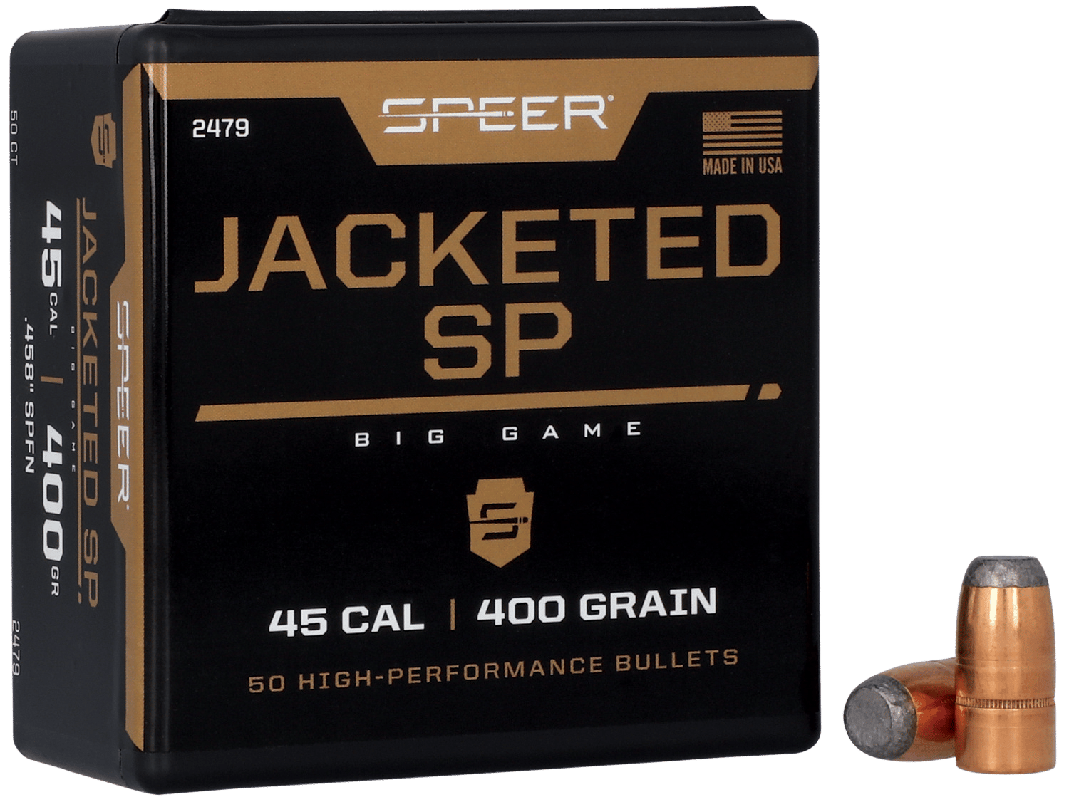 Speer 2479 Hot-Cor  45Cal 400gr Soft Point Flat Nose 50 Per Box/5 Case