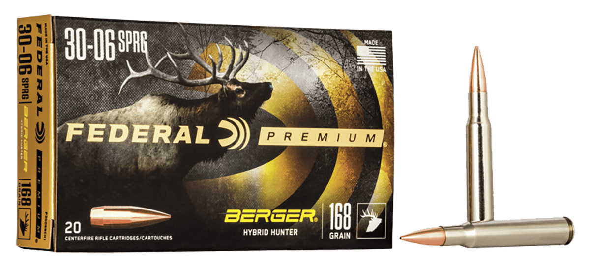 Federal P3006BCH1 Premium  30-06Springfield 168gr Berger Hybrid Hunter 20 Per Box/10 Case