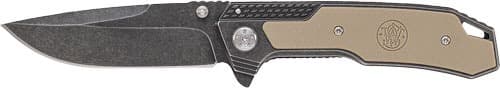S&W STONEWASH DROP POINT 3.6" BLADE W/ S&W LOGO IN G10 HNDL