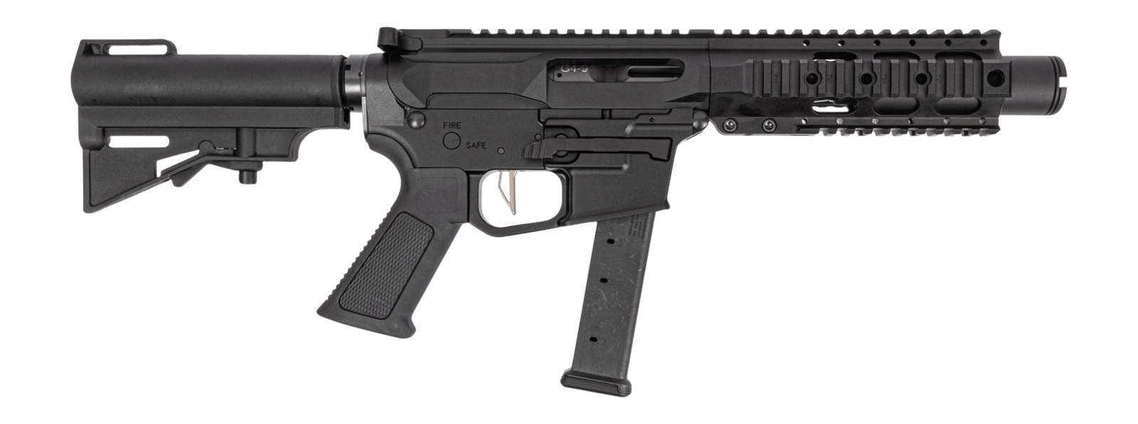 Dpms Panther Arms DP51655231780 Kitty Kat G9 9mm Luger 27+1 4" Black Nitride Heavy Threaded Barrel, Black Hardcoat Anodize Aluminum Receiver w/Picatinny Rail, M-LOK Handguard, Black Polymer DPMS CAR B