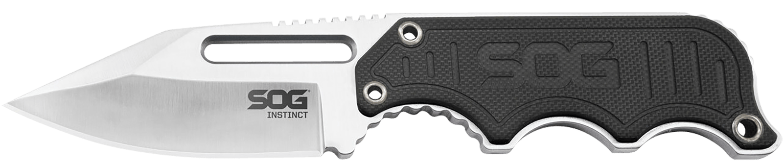 S.O.G SOG-NB1012-C Instinct  2.30" Fixed Clip Point Plain Satin Polished 5Cr15MoV SS Blade Black/Silver G10/SS Handle Includes Sheath