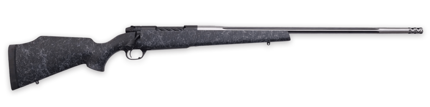 Weatherby MAM01N25RWR6B Mark V Accumark 25 WBY RPM 4+1 24" Spun Stainless w/Graphite Black Cerakote Fluted Threaded Barrel, Graphite Black Cerakote Steel Drilled & Tapped Receiver, Matte Black w/Spide