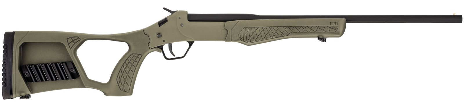 Rossi SSP1OD Tuffy Single Shot Youth 410 Gauge Break Open 3" 1rd 18.50" Matte Black Barrel, Matte Black Steel Receiver, OD Green Thumbhole Stock w/Shell Holder, Right Hand