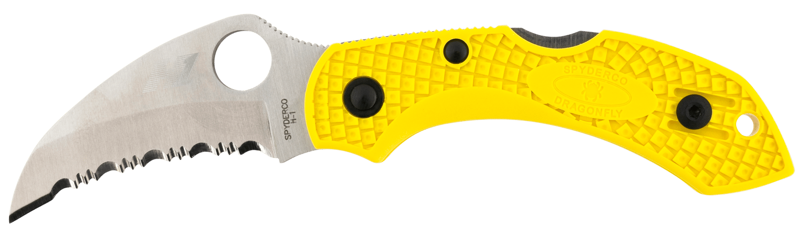 Spyderco C28SYL2HB Dragonfly 2 Salt 2.30" Folding Hawkbill Serrated H2 Steel Blade Yellow FRN Handle, Includes Pocket Clip