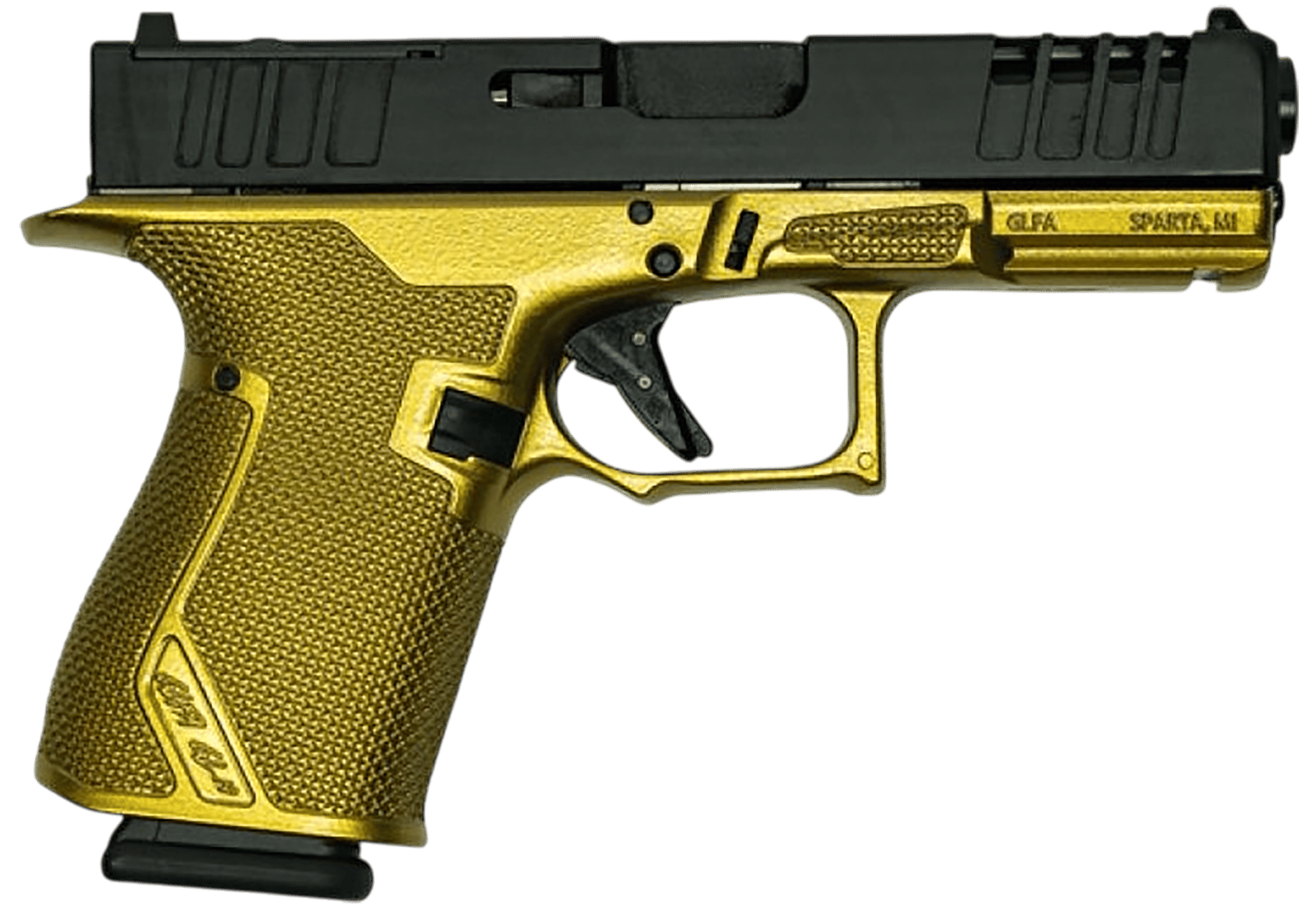 Great Lakes Firearms GL19GGLD Striker  Compact Frame 9mm Luger 15+1 4" Black Nitride Barrel, Optic Cut/Serrated/Window Cut Slide, Polymer Frame, RMR Footprint, Ambidextrous