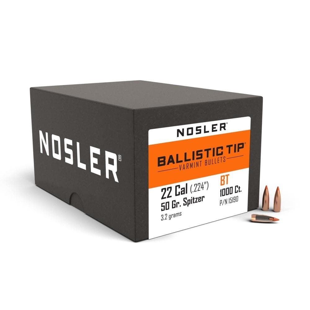 Nosler Ballistic Tip Varmint Rifle Bullets .22 cal .224" 50 gr SBT-SB 1000/ct