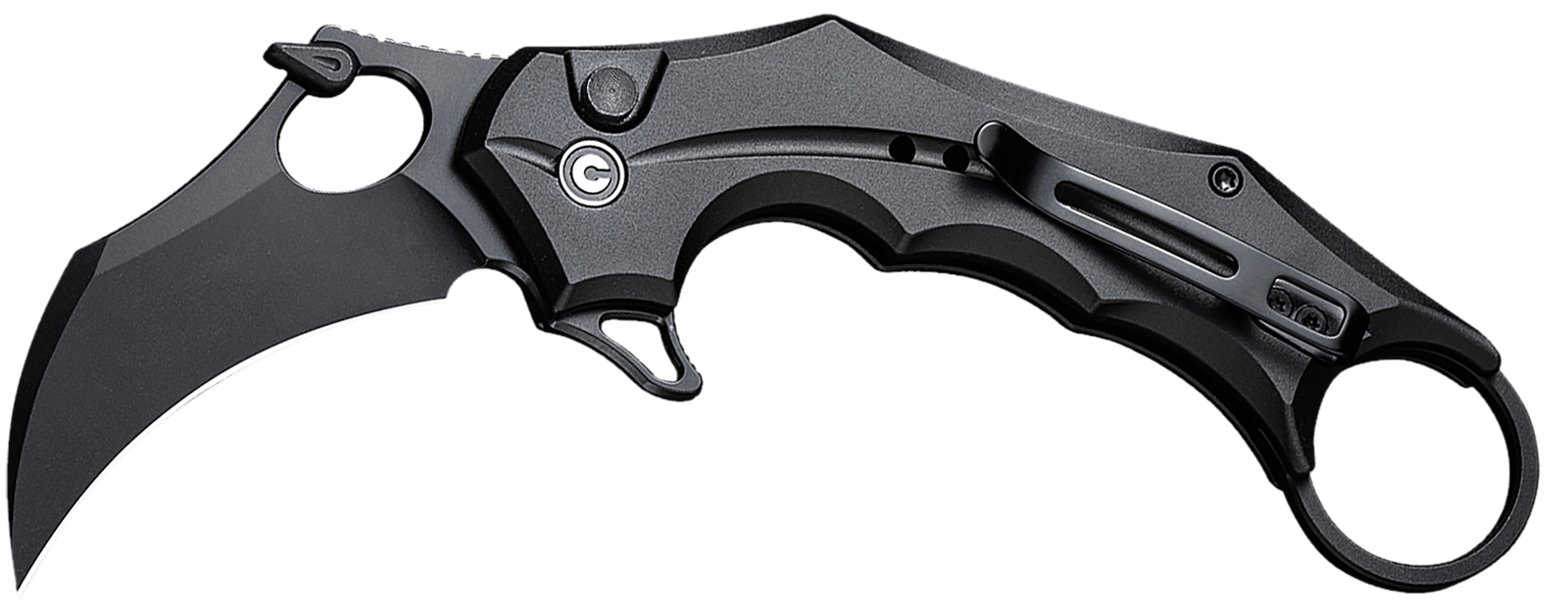 Civivi Knives C16016B-1 Incisor II  2.02" Folding Karambit Plain Black Nitro-V Steel Blade, Black w/Finger Ring Aluminum Handle