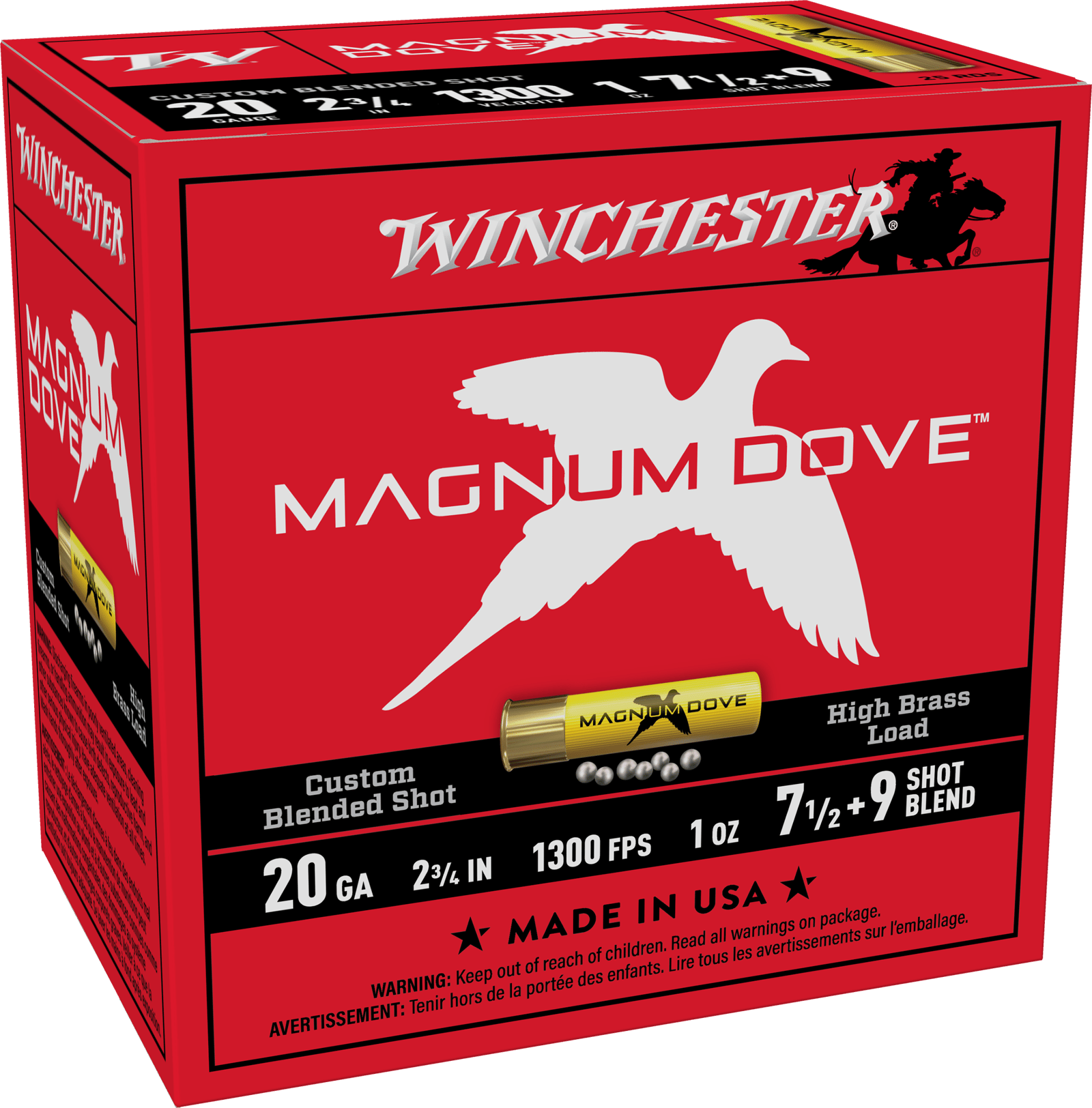 Winchester Ammo MD2079 Magnum Dove  20Gauge 2.75" 1oz 7.5/9Shot 25 Per Box/10 Case