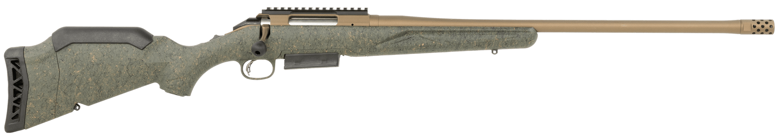 Ruger 46935 American II Predator Full Size 450 Bushmaster 3+1 22" Burnt Bronze Cerakote Threaded Barrel & Alloy Steel Receiver w/Picatinny Rail, Green Splatter Adj LOP Synthetic Stock