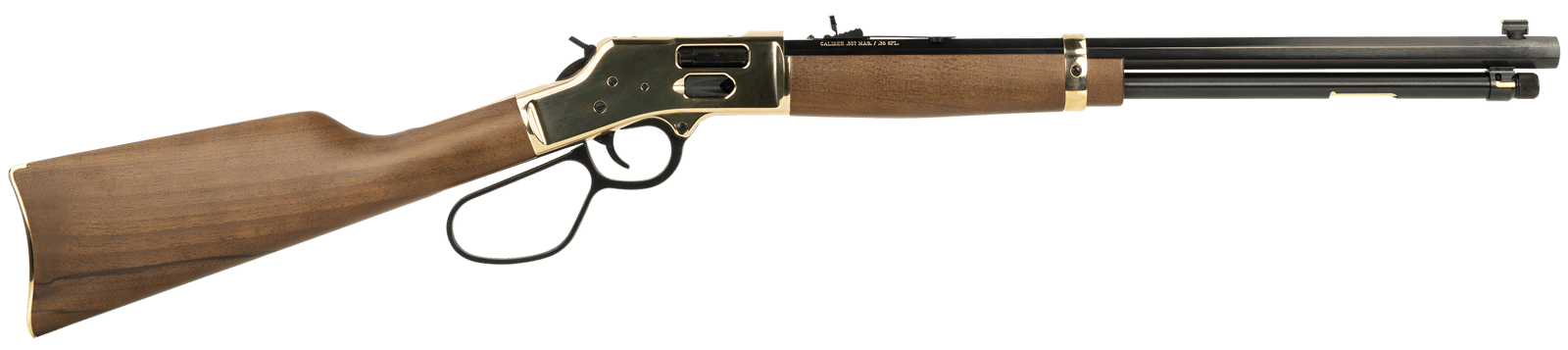 Henry H006GMLL Side Gate  357 Mag/38 Special 10+1 20" Blued Octagon Barrel, Polished Brass Rec, American Walnut Stock, Adj. Sight, Large Loop Lever