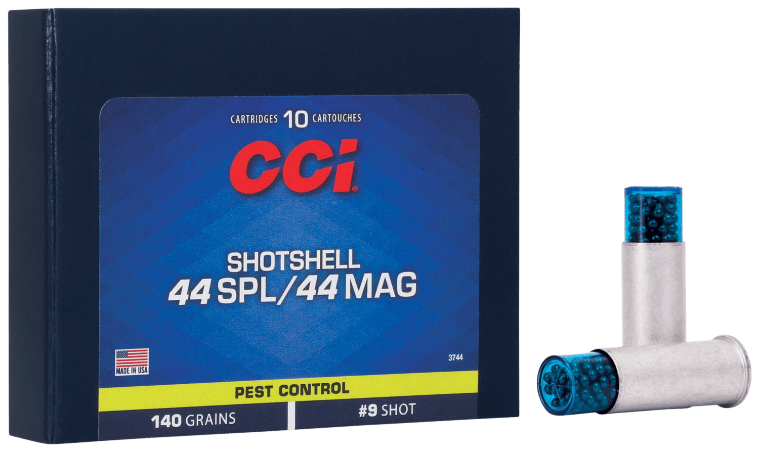 CCI 3744 Pest Control Shotshell 44Sp/44Rem Mag 140gr #9Shot 10 Per Box/20 Case