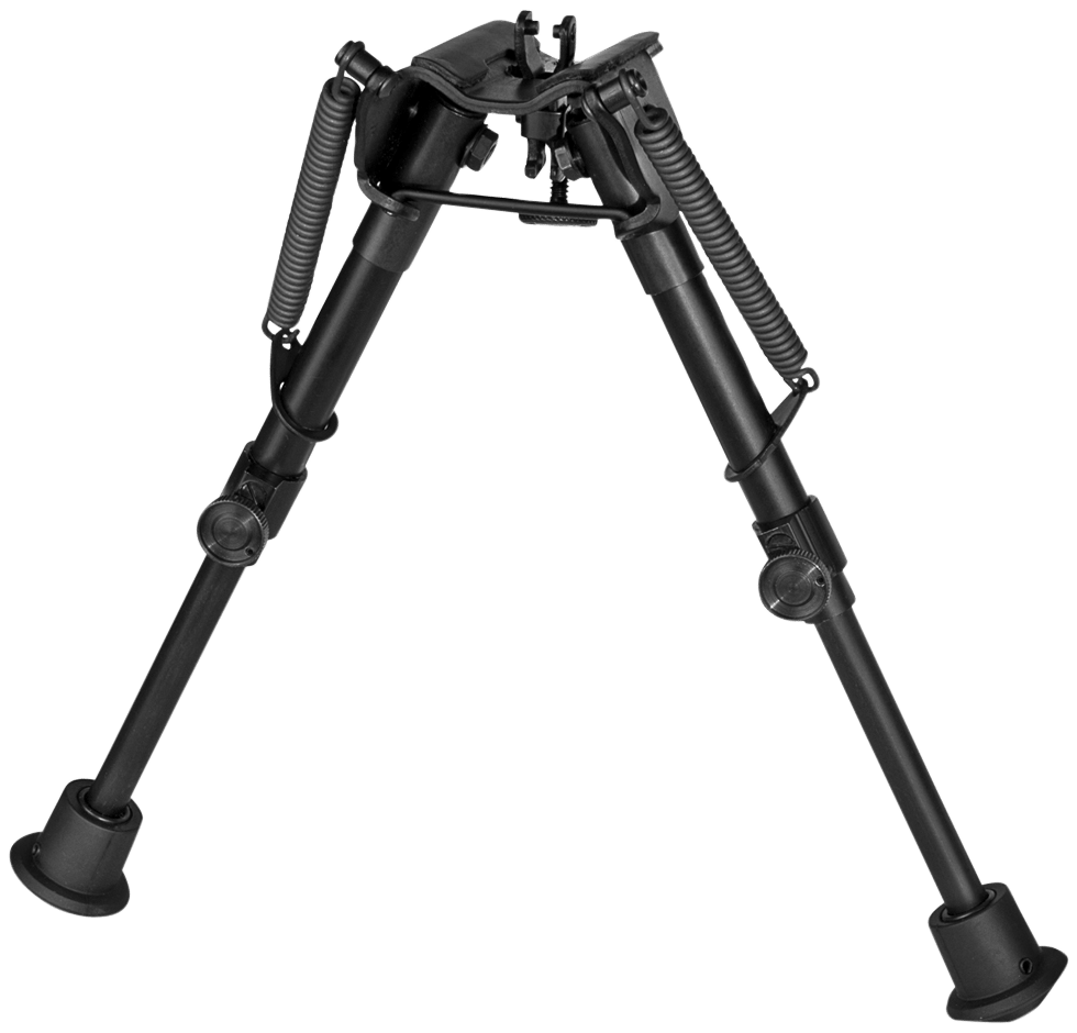 Harris Bipods 1A2-BR2 Non-Swivel BR Swivel Stud, 6-9", Black Steel/Aluminum, Self Leveling Legs, Rubber Feet (No Sling Stud Provision)