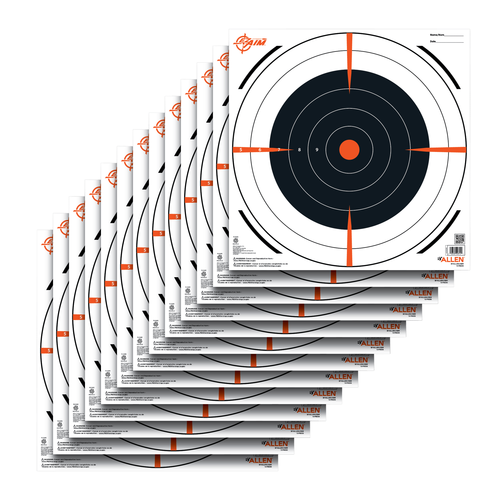 EZ-Aim 15334 Bullseye  Hanging Paper 12" x 12" Black/White 13 Per Pack