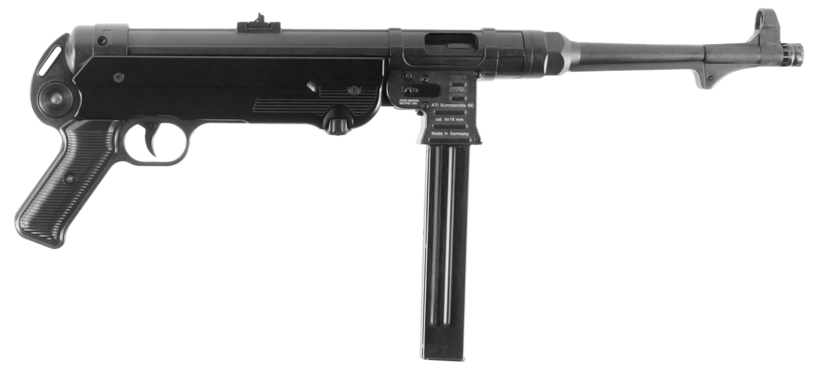 GSG GSGGERGMP409X MP40  9mm Luger Caliber with 10.80" Barrel, 25+1 Capacity, Black Metal Finish, Black Polymer Grip Right Hand
