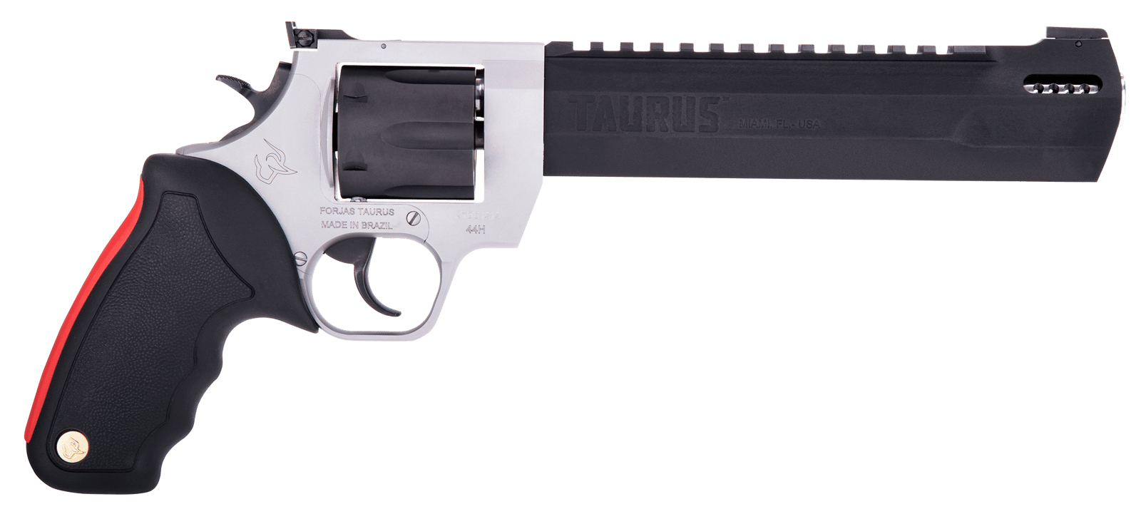 Taurus 2-440085RH Raging Hunter  44 Rem Mag 6rd 8.37" Black Stainless Steel Barrel Matte Black Oxide Cylinder Matte Stainless Steel Frame Black Rubber with Integrated Red Cushion Insert Grip