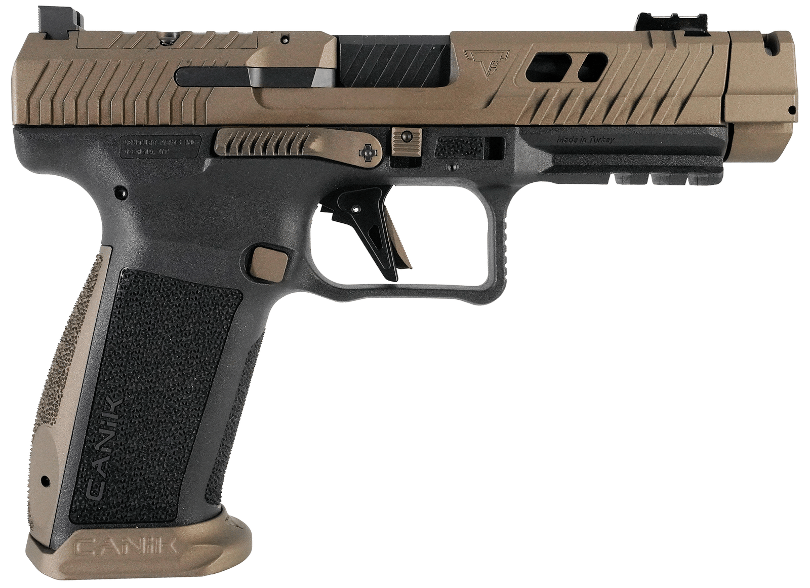 Canik HG7854N TTI Combat Full Size Frame 9mm Luger 18+1 4.60" Black Nitride Fluted/Ported Barrel, Burnt Bronze Cerakote Optic Cut/Serrated Steel Slide, Black Polymer Frame w/Picatinny Rail