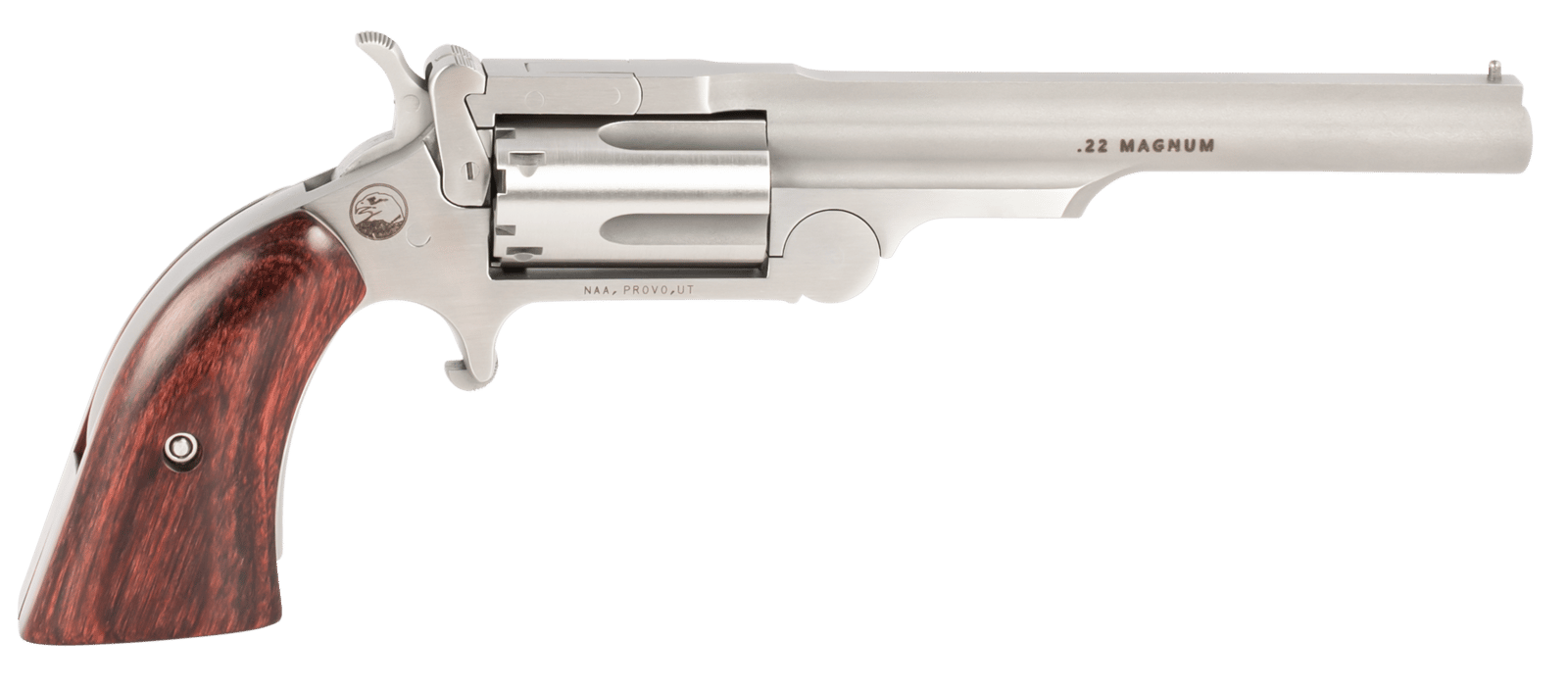 North American Arms 22MCR4 Ranger II  22 LR/22 WMR 5 Shot 4" Stainless Steel Barrel, Stainless Steel Frame, Stainless Cylinder, Rosewood Boot Grip, Exposed Hammer, Extra Cylinder