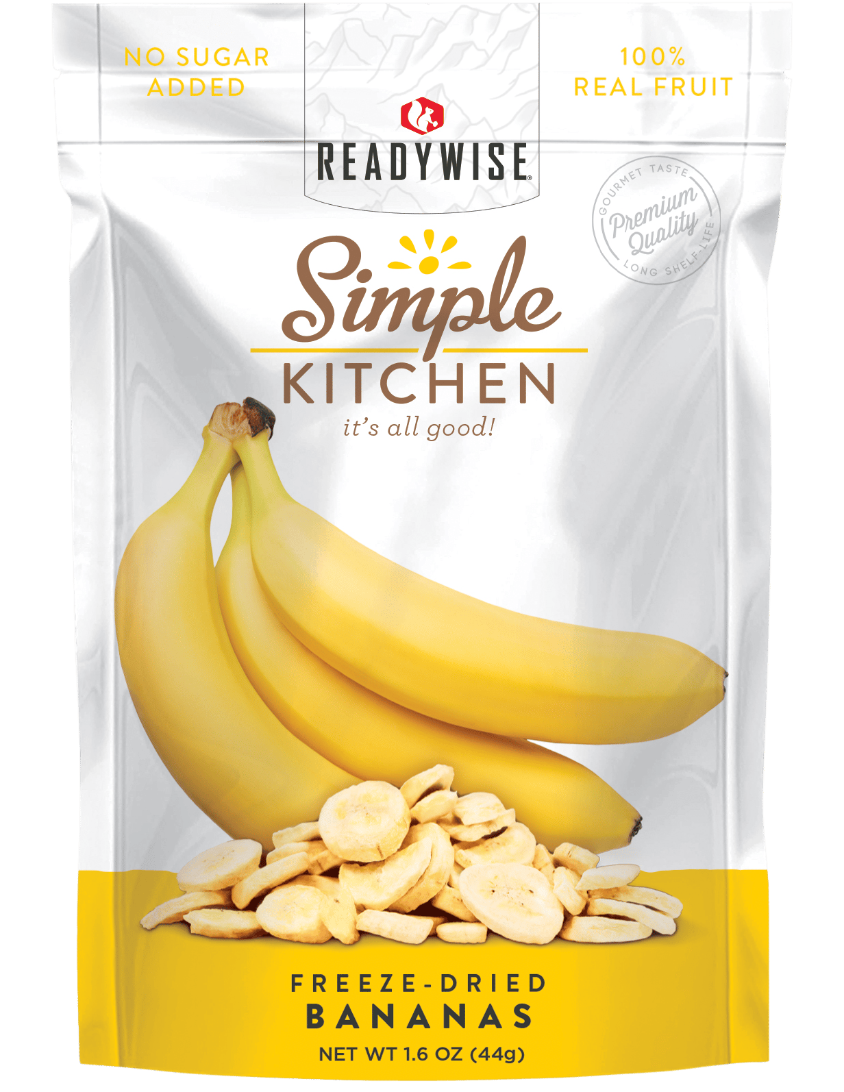 ReadyWise SK05007 Simple Kitchen Freeze Dried Fruit Bananas 1 Serving Pouch 6 Per Case