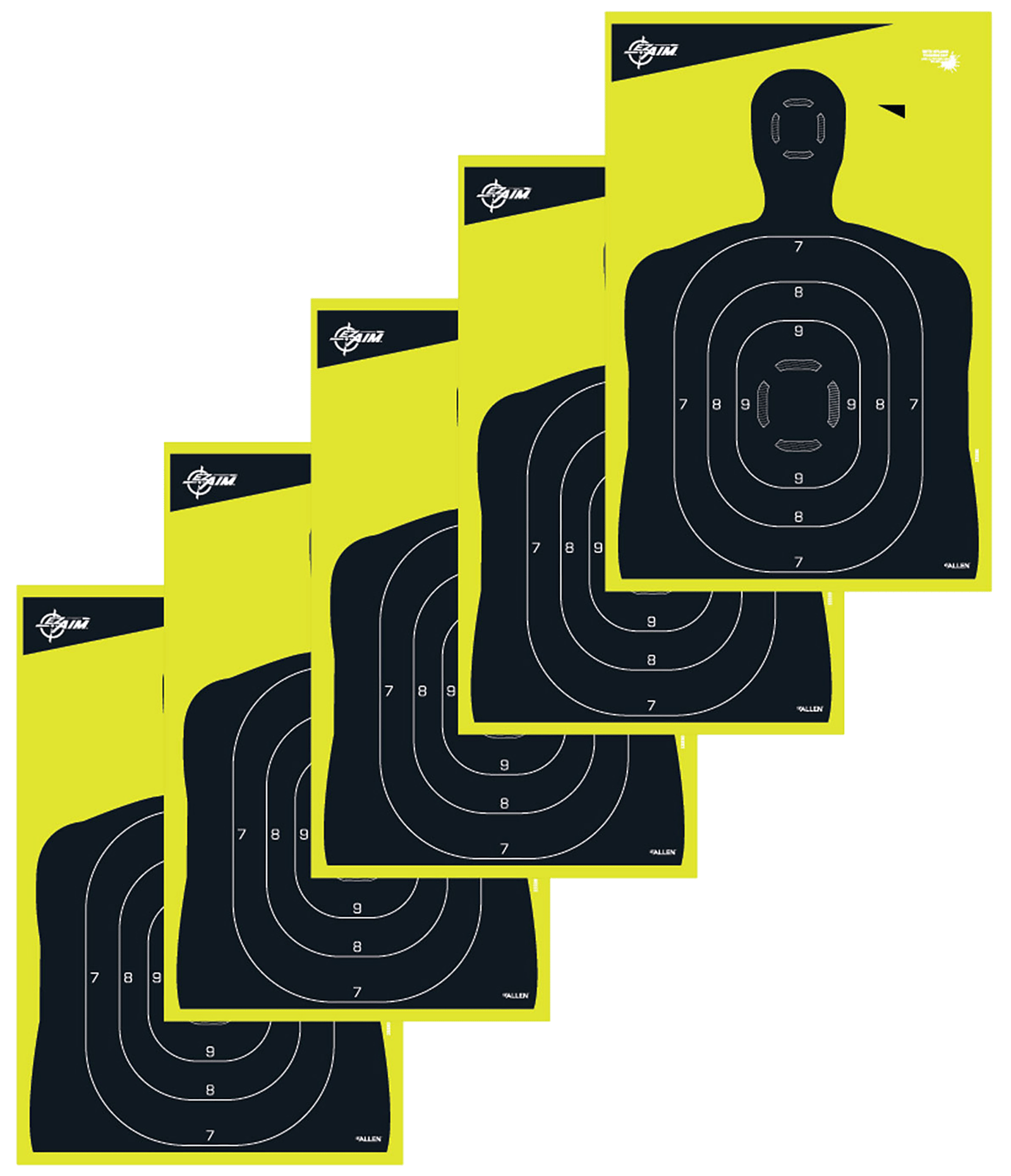 EZ-Aim 15330 Splash Reactive Target Silhouette Paper Hanging 12" x 18" Black/Yellow 5 Pack