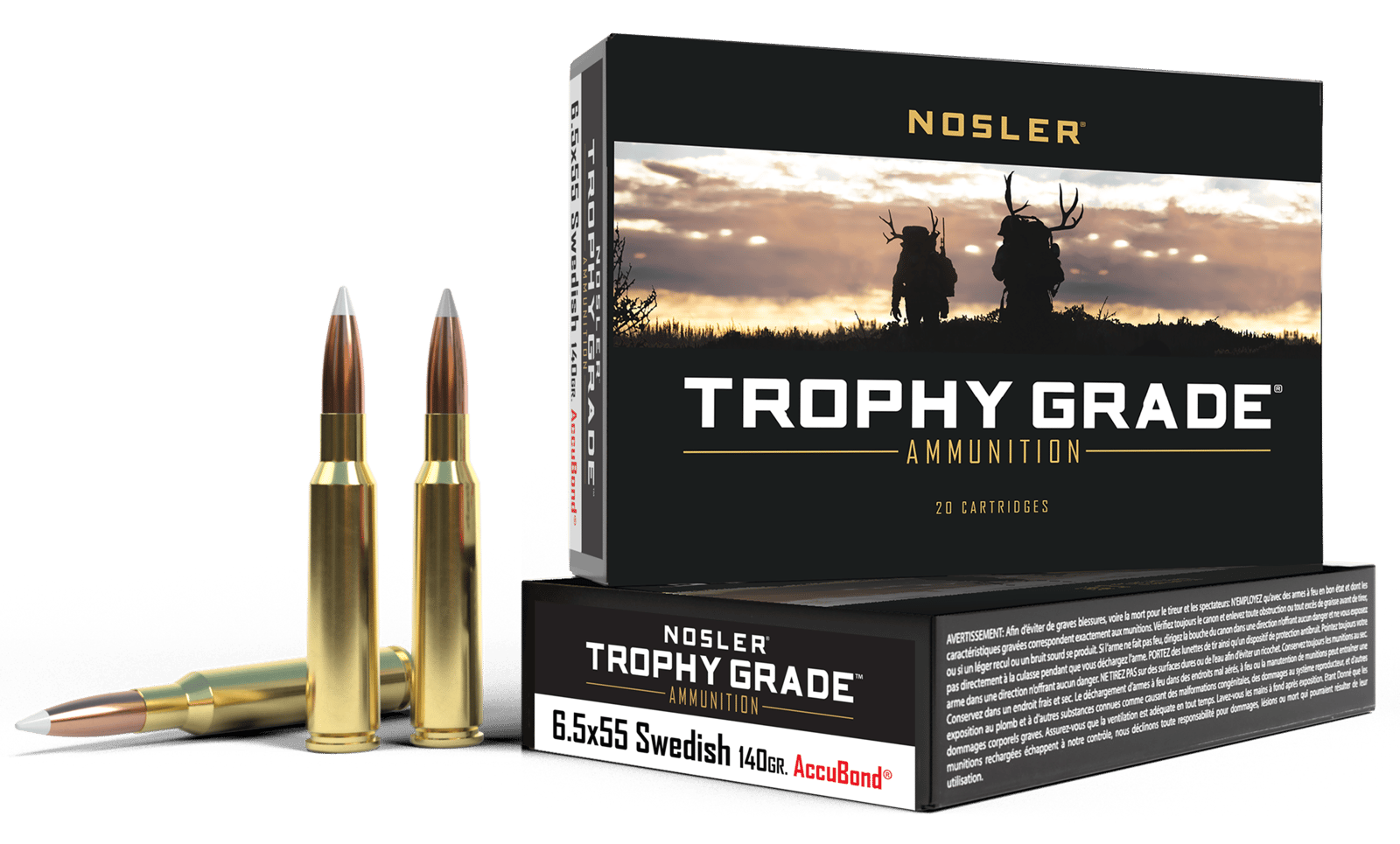Nosler 60022 Trophy Grade  6.5x55Swedish 140gr Nosler AccuBond 20 Per Box/10 Case
