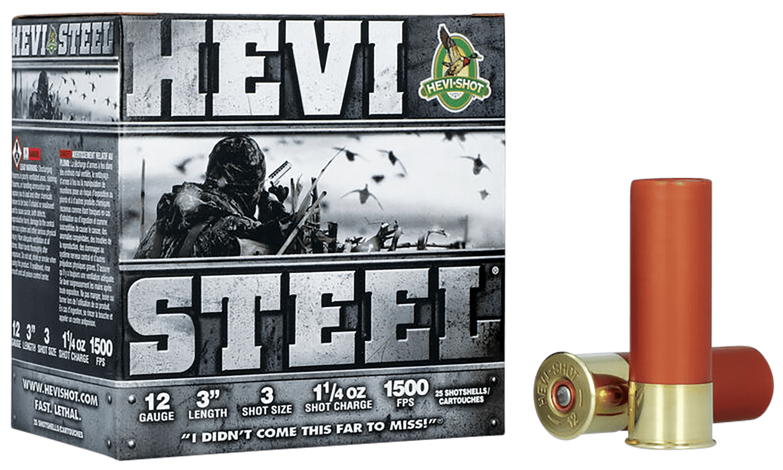HEVI-Shot HS60003 HEVI-Steel  12Gauge 3" 1 1/4oz 3Shot 25 Per Box/10 Case