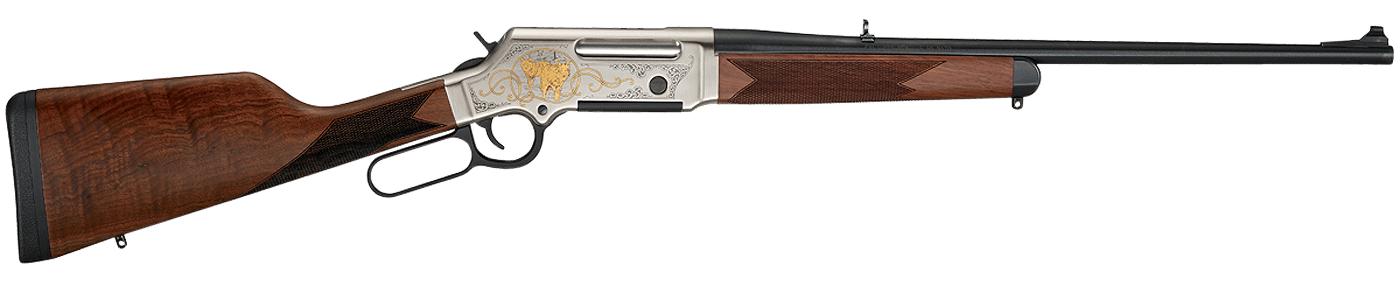 Henry H014WL223 Long Ranger Wildlife Full Size 223 Rem/5.56x45mm NATO 5+1 20" Blued Steel Barrel, Engraved Nickel-Plated w/24K Gold Inlay Steel Receiver, American Walnut Stock Right Hand
