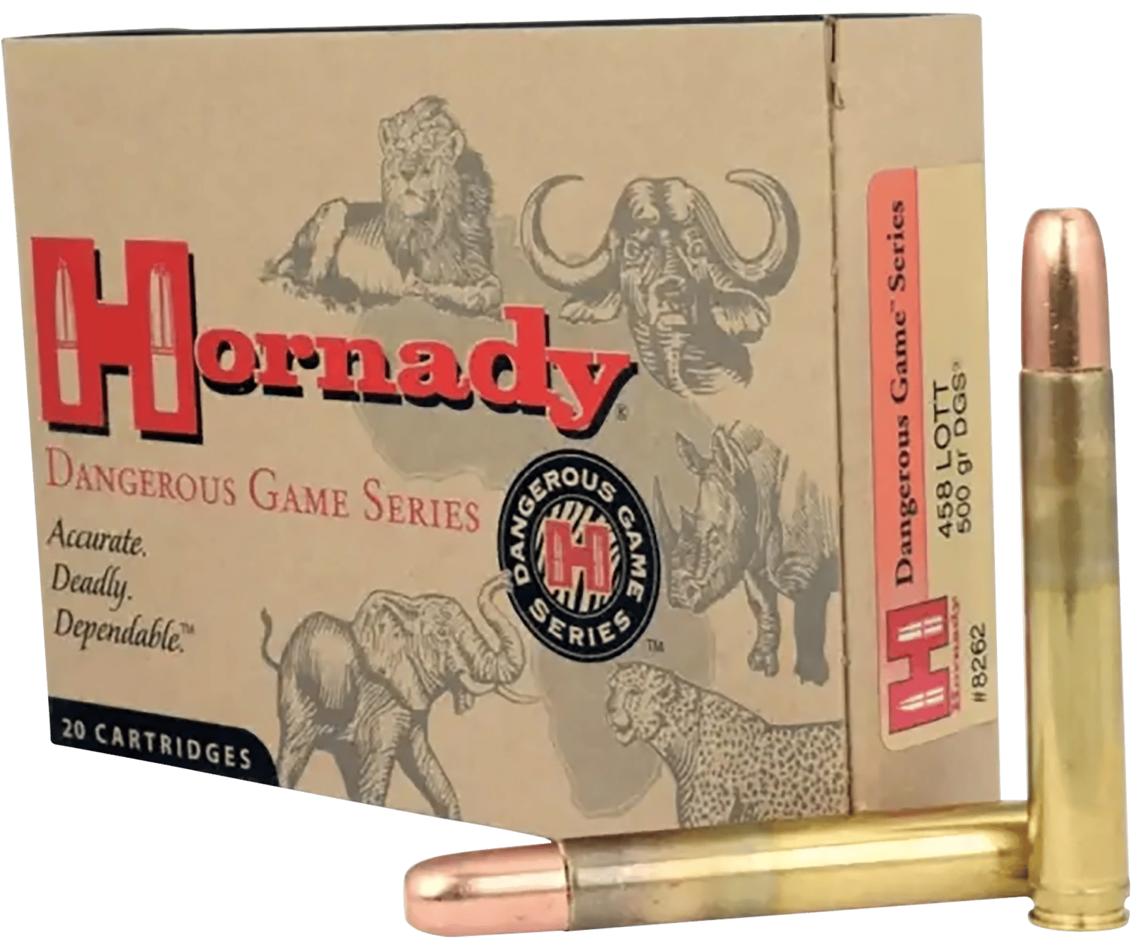 Hornady 8262 Dangerous Game  458Lott 500gr Dangerous Game Solid 20 Per Box/6 Case