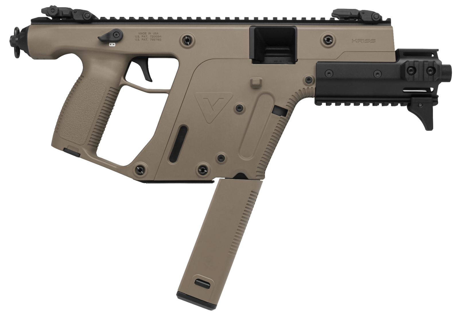 Kriss USA KV90PFD30 Vector Enhanced SDP Gen2 9mm Luger 40+1 6.50" Black Nitride Threaded Barrel, Flat Dark Earth Picatinny Rail, MK5M Modular Rail, Glock Magazine Compatible
