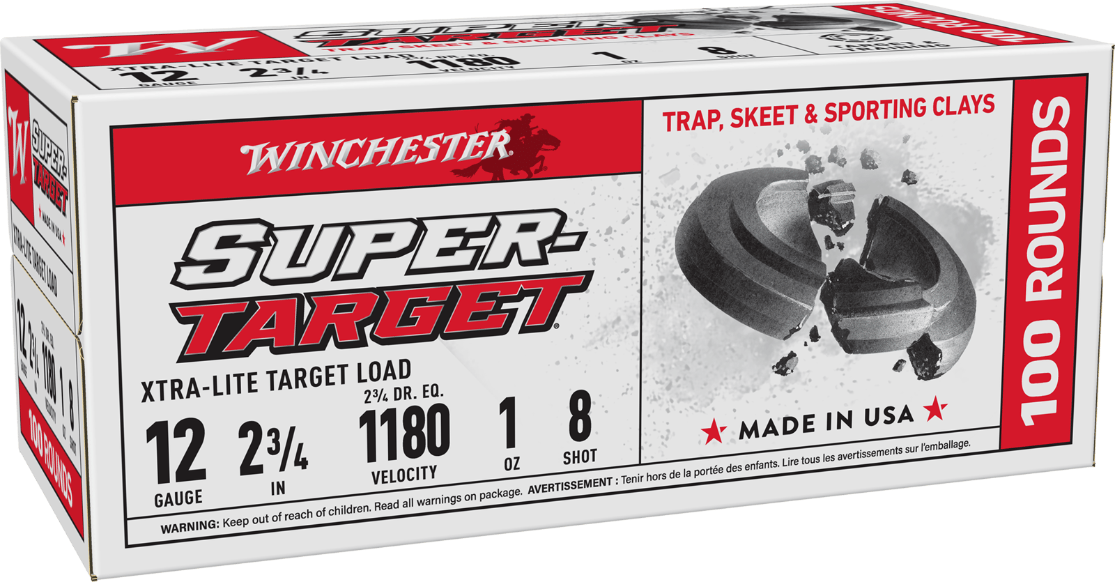Winchester Ammo TRGTL128VP Super-Target Xtra-Lite 12Gauge 2.75" 1oz 8Shot 100 rd Box