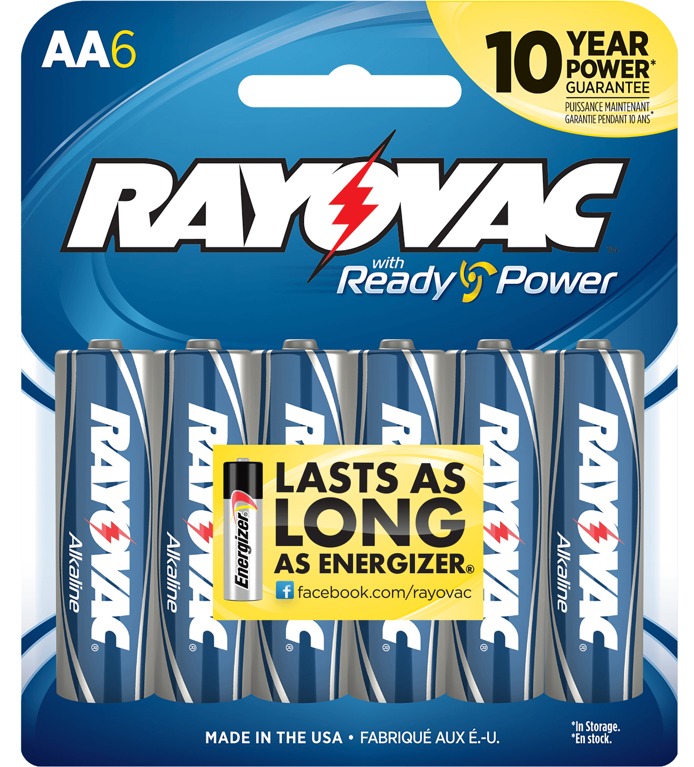 Rayovac 8156F AA HIGH ENERGY Alkaline Batteries  Silver/Blue 1.5 Volts 2,700 mAh (6) Single Pack