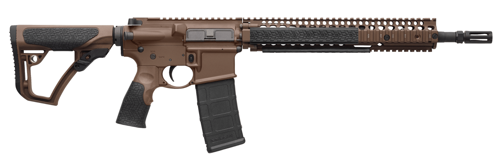 Daniel Defense 0208815126055 DDM4 M4A1 *CA Compliant 5.56x45mm NATO 14.50" 10+1 Mil-Spec Brown Cerakote 6 Position w/SoftTouch Overmolding Stock