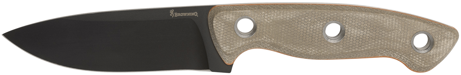 Browning 3220508B Desolation  Small 3.75" Fixed Modified Drop Point Plain Black Powder Coated 440C SS Blade, Tan Micarta Laminate Handle