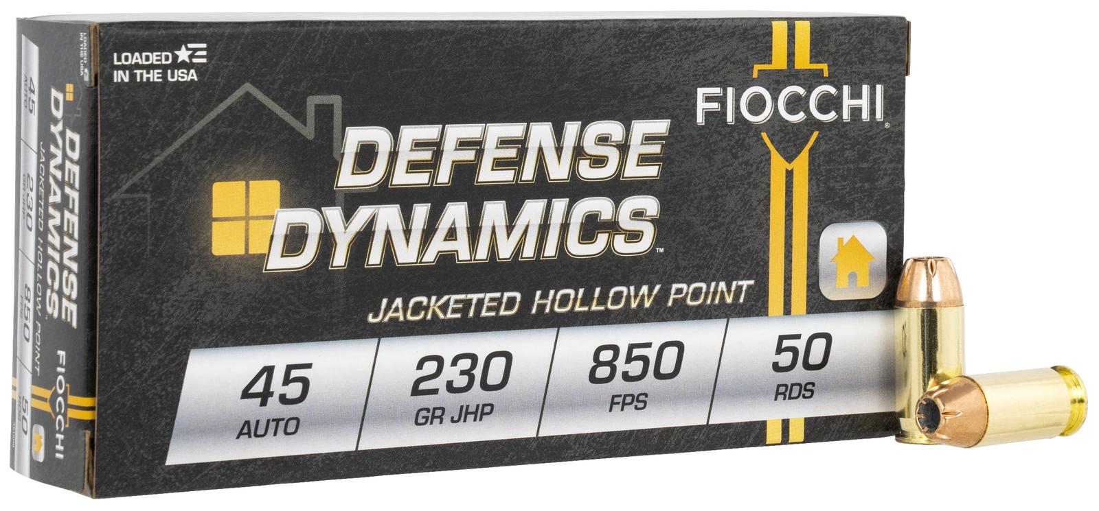 Fiocchi 45T500 Defense Dynamics  45ACP 230gr Jacketed Hollow Point 50 Per Box/10 Case
