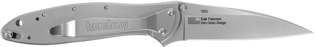 Kershaw 1660 Leek  3" Folding Drop Point Plain Bead Blasted 14C28N Steel Blade, Bead Blasted 410 Stainless Steel Handle Includes Pocket Clip