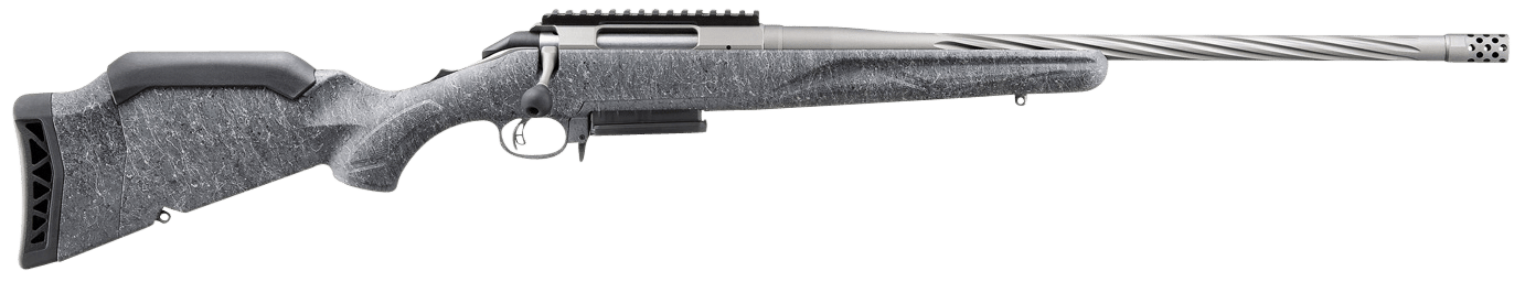 Ruger 46904 American II  Full Size 243 Win 3+1 20" Gun Metal Gray Cerakote Spiral Fluted Threaded Barrel & Alloy Steel Receiver w/Picatinny Rail, Gray Splatter Adj LOP Synthetic Stock