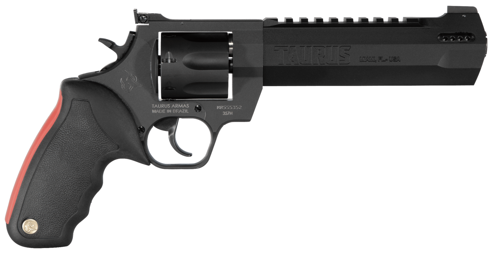 Taurus 2357061RH Raging Hunter  357 Mag 7rd 6.75" Matte Black Oxide Steel Black Rubber with Integrated Red Cushion Insert  Grip