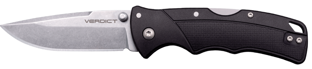 Cold Steel CSFLC3SPSSZ Verdict  EDC 3" Tanto Plain Folding 4116 Krupp SS Blade, Black Textured GFN Handle