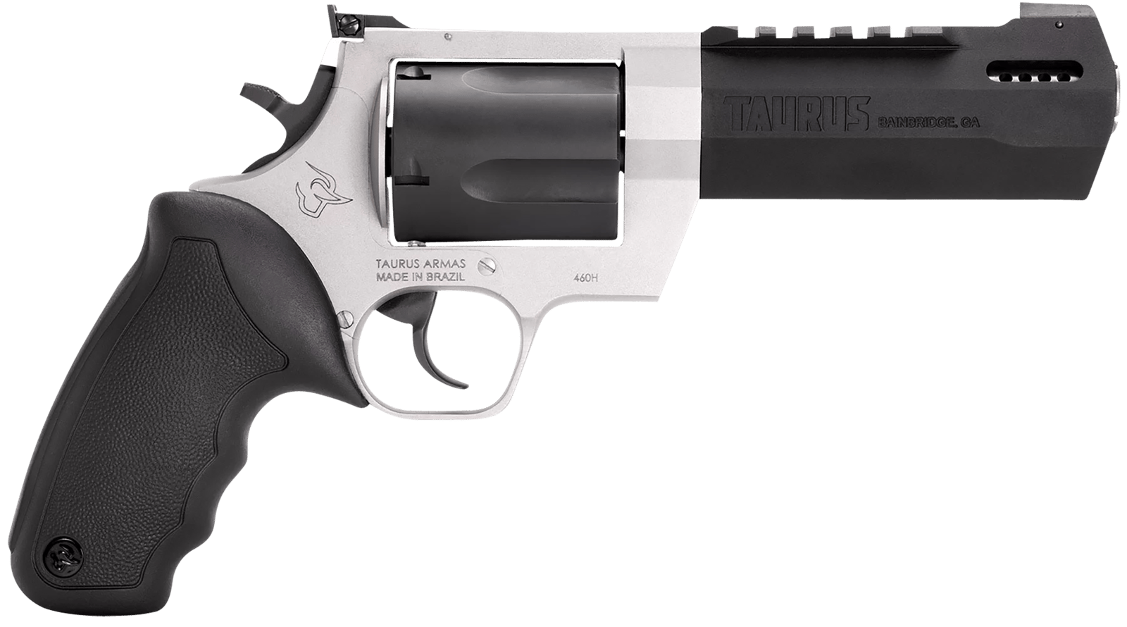 Taurus 2460055RH Raging Hunter  460 S&W Mag 5rd 5.12" Matte Black Oxide Cylinder & Barrel Matte Stainless Steel Frame Black Rubber with Integrated Cushion Insert Grip