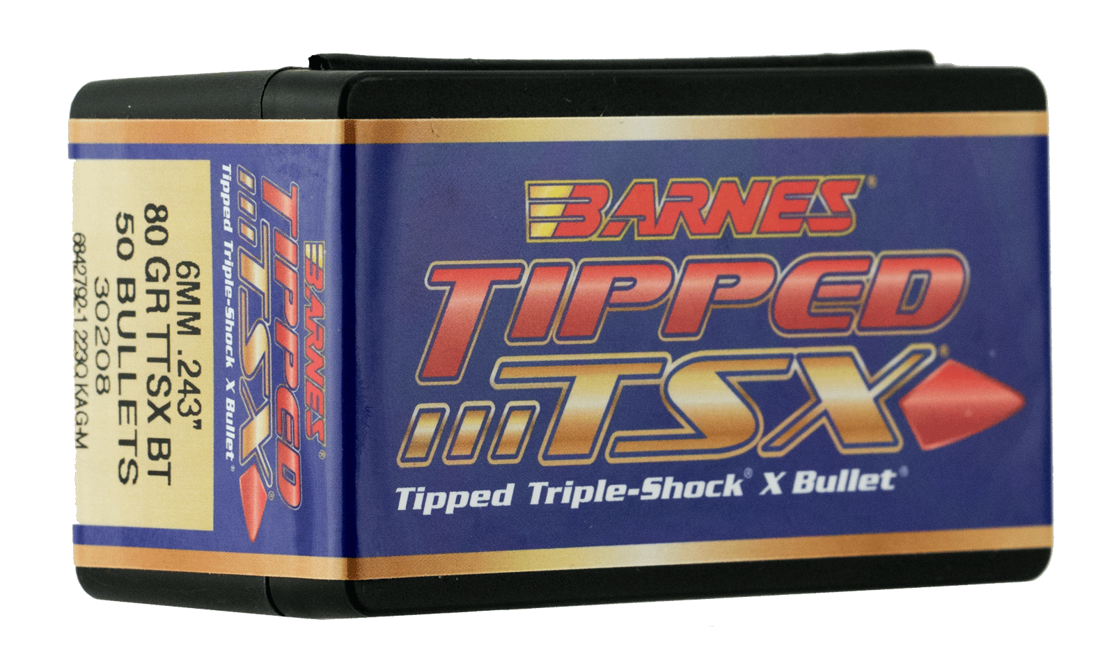 Barnes Bullets 30208 Tipped TSX  6mm 80gr Boat Tail 50/Box
