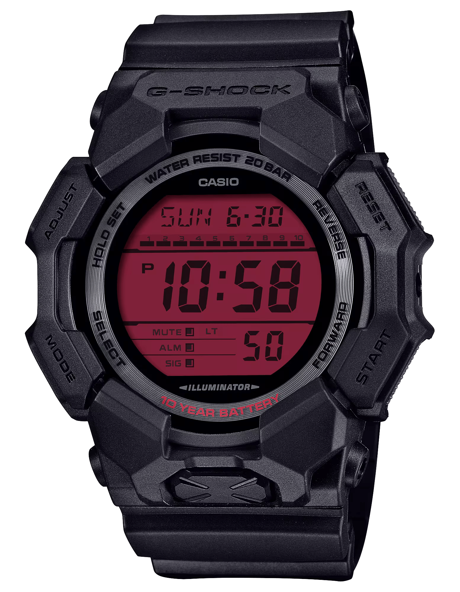 GSHOCK GD010BBR1CR   DIGITAL MOVEMENT  BLK/RED